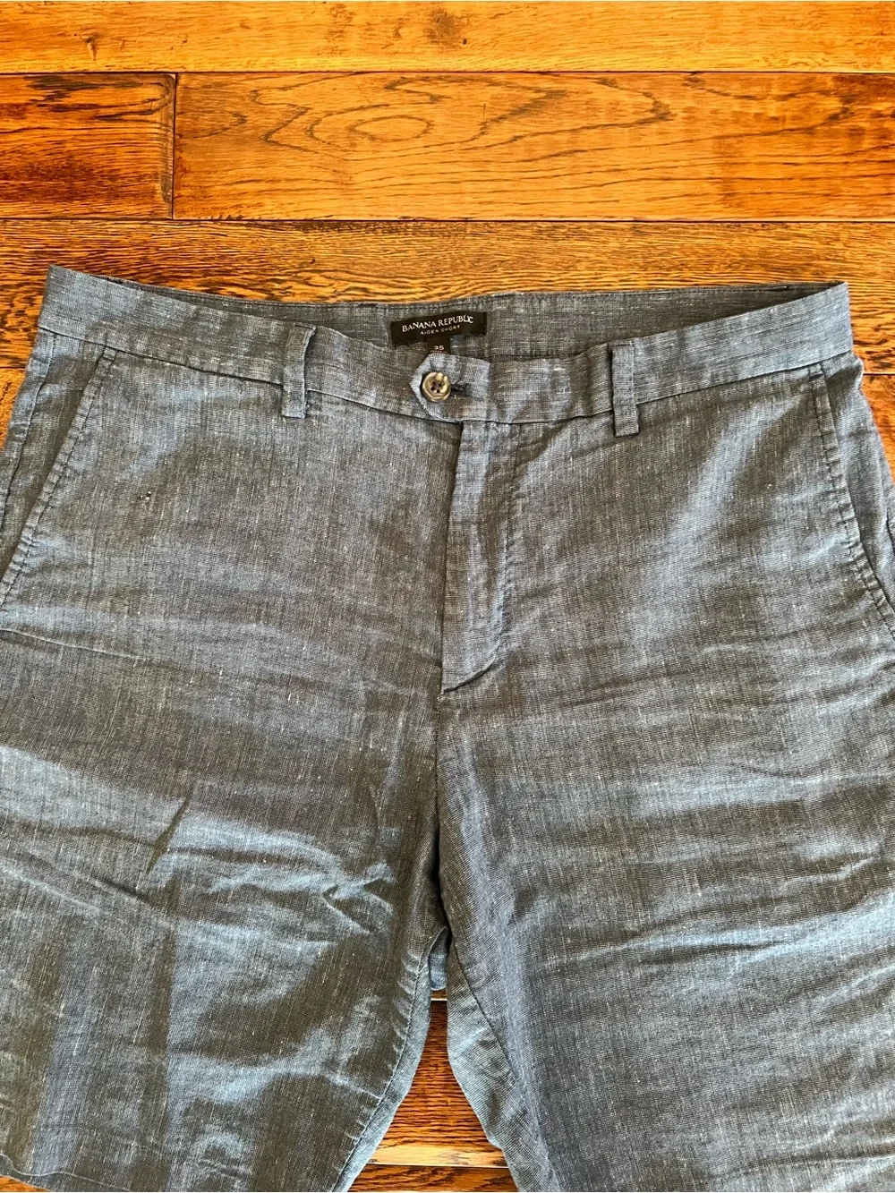 Banana Republic Shorts Men’s Flat Front Linen Blend Light Blue Size 35